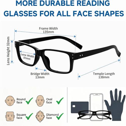 Eyekepper 0.5x Reading Glasses, Readers for Men, 5pack Black Frame Women
