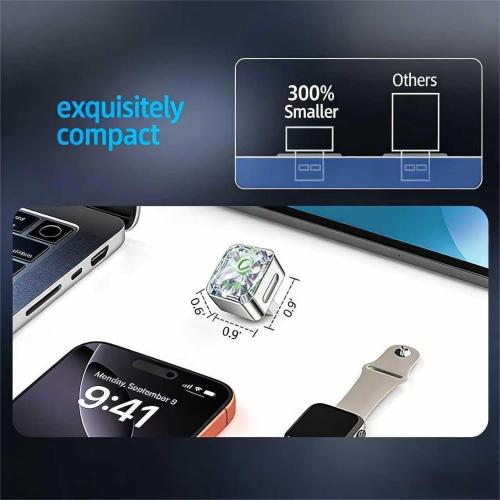 Wireless CarPlay Adapter, 5.8G Quad-Core Chip No Latency, Aerospace Silicone Cooling, Zn-Alloy & Diamond Panel, Plug & Play Wired to Wireless CarPlay Adapter