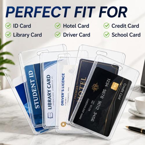 40 Pack Vertical 2-Card Badge Holder with Thumb Slots