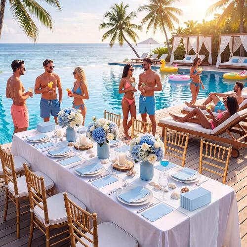NatNarr 60 Pcs Light Blue Paper Napkins, 2 Ply Blue Disposable Napkins