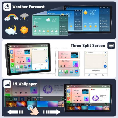 SIXWIN 6G 128G Android Car Stereo for BMW Mini Clubman/Mini Cooper 2007-2013 9 Inch Touch Screen with CarPlay Android Auto Bluetooth Weather Forecast 59UI GPS Navigation WiFi Network Radio 32EQ