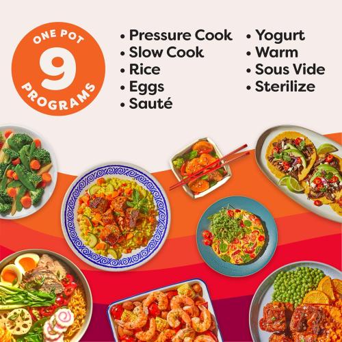 Instant Pot, 6-Quart Whisper Quiet 9-in-1 Electric Pressure Cooker, Slow Rice Steamer, Sauté, Yogurt Maker, Warmer & Sterilizer, Free App with 800  Recipes, Stainless Steel