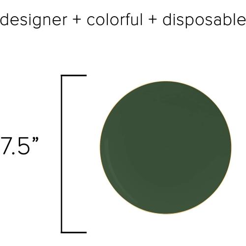 LUXE PARTY NYC Plastic  Dinnerware Plates | Disposable| 7.5| Salad Plate| Appetizer | Dessert| Partyware| Party Supplies | Holidays | Emerald and Gold
