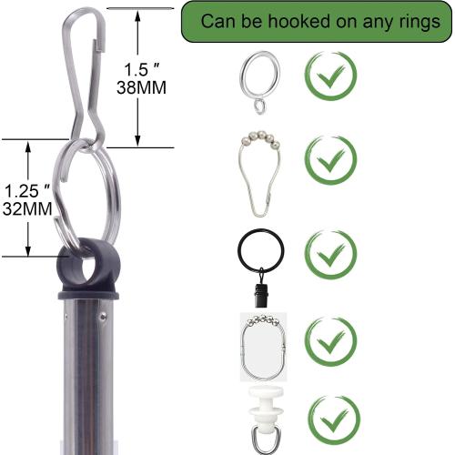 YYST 40-inch Adjustable Drapery Pull Drapery Curtain Wand Curtain Pull Wands w/Stainless Steel Hook (Black X 4)