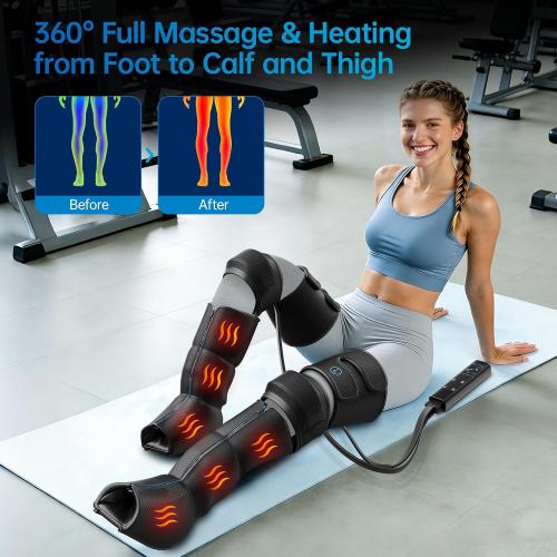Leg Massager with Heat and Air Compression, Foot and Calf Massager for Circulation and Pain Relief, Sequential Compression Boots with 6 Modes, 9 Intensity, 3 Heat - Gifts for Mom, Dad, Woman