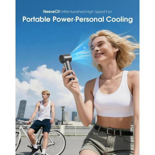 Portable Handheld Fan, 1-100 High Speed Small Hand Fan with Strap, Mini Powerful Fans with Ice Cooling, 4000mAh Personal Fans for Travel, Office, Outdoor, Gift, Gray Pro