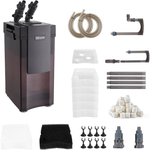 VEVOR 528GPH Canister Filter, 5-Stage External Aquarium Filter with Powerful Pump, Water Circulation Cleaning Machine with Media for Large Fish Tanks and Aquariums Up to 150 Gallons, for Freshwater