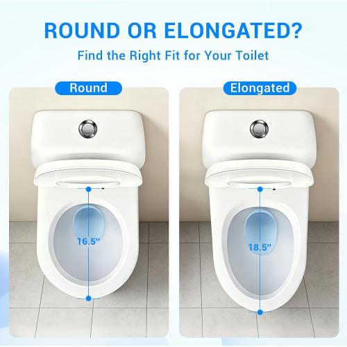 KHE Elongated Toilet Seat 18.5 Inch, Soft Close, White