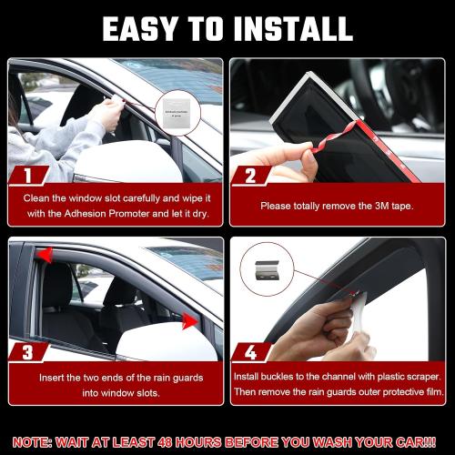 in-Channel Rain Guards Fit for Volkswagen Tiguan 2018-2025 Black Extra Durable Shatterproof Side Window Deflectors, Window Visors, Wind Deflectors - 4 PCS
