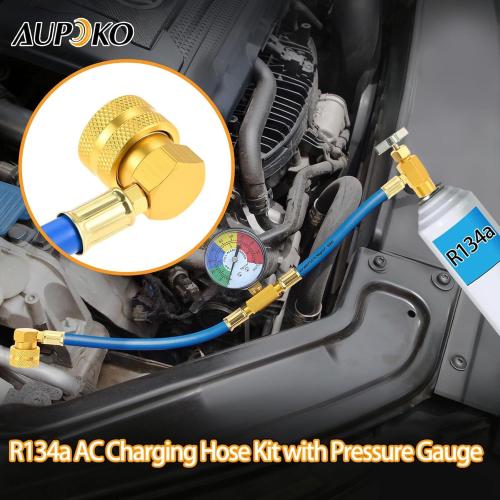 Aupoko R134A AC Refrigerant Charge Hose Kit 1/2 Self-Sealing Valve Can Tap