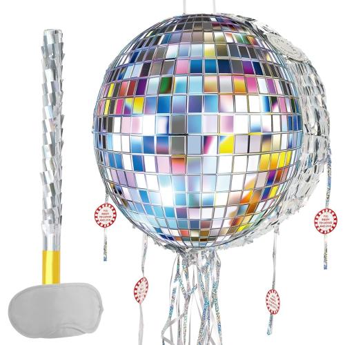 WERNNSAI Pull String Disco Ball Piñata, Disco Party Decorations