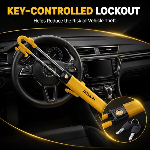 JETMORE Steering Wheel Lock with Keys Adjustable Wheel Locks for Anti Theft