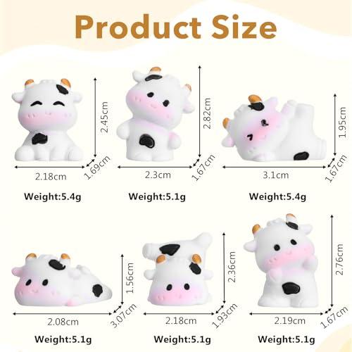 Ouligay 6 PCS Mini Cows Car Dashboard Decorations Cow Print Car Accessories Cute Funny Rear View Mirror Decoration Mini Cows Figurines Cars Interior Decor for Women Men