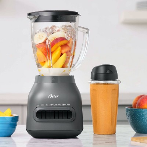 Oster Easy-to-Clean Blender with Dishwasher-Safe Glass Jar with a 20 oz. Blend-n-Go Cup