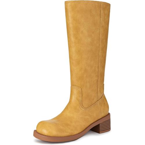 SIZE 7.5 ❗❗Athlefit Knee High Boots Square Toe Ridng Chunky Tall Boots for Women
