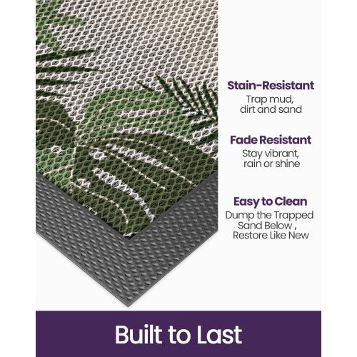 DEXI Front Door Mat Outside Entrance, 17x30 Summer Tropical Leaves Plant