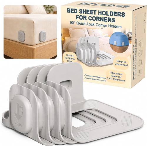 Bed Sheet Holders for Corners, 90° Quick-Lock Fitted Sheet Holder, 4-Pack