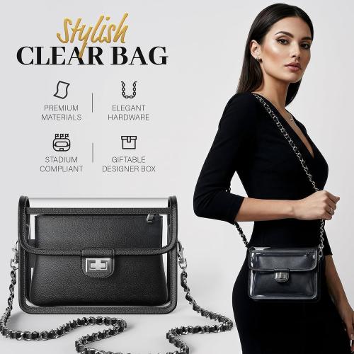 Clear Crossbody Purse for Women, RFID Wallet, Stadium Approved Clear Bag