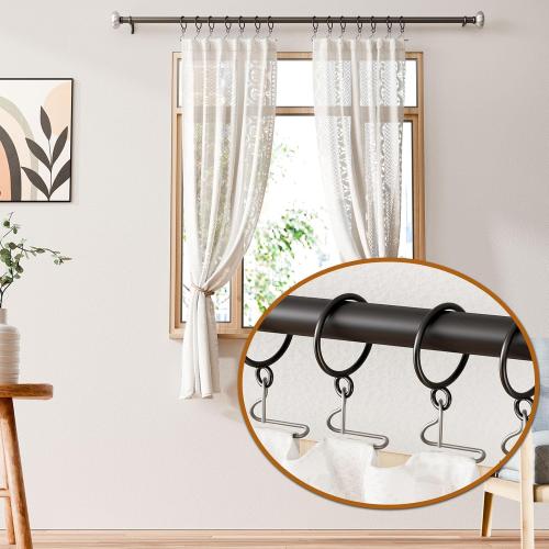 50 Packs Black Metal Curtain Rings with Eyelets, 1 inch Inner Diameter Drapery Rings Apply for Curtain Rods(Fits Up to 3/4-Inch Rod)