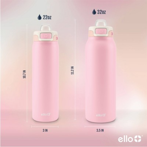 Ello Pop and Fill 22oz Stainless Steel Water Bottle Sorbet Pink ‼️mild stains on the outside and inside and lid is broken‼️