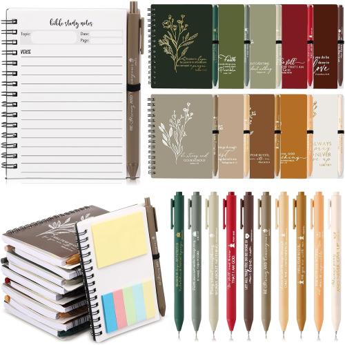 20 Pcs Christian Gift Bible Study Notebook with Notes Christian Pen Aesthetic Religious Journal Church Prayer Notepad Jesus Valentines for Clergy Pastor Sunday School Employee (Retro Color)