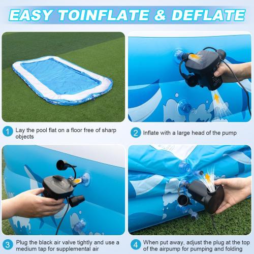 Large Inflatable Pool for Adults, 130 X 72 X 22 Blow-up Pools Swimming Pool, 2025 Upgraded Extra Oversized Thickened Family Pools for Backyard Summer Outdoor