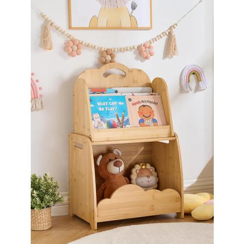 Bamboo Kids Bookshelf 3-Tier with Modular Storage