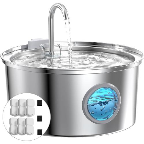 Cat Fountains for Drinking Stainless Steel: 108oz/3.2L Cat Water Fountain