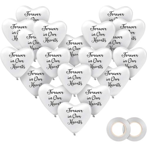 Sumind 60 Pieces Memorial Balloons Funeral Hearts Shape, White