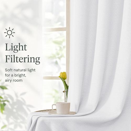 Chyhomenyc White Curtains 63 Inch Length 2 Panels