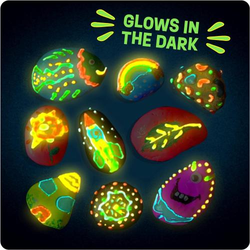 Dan&Darci Kids Rock Painting Kit - Glow in The Dark - Gifts Arts & Crafts for Boys and Girls Ages 6-12 - Craft Activities Kits - Creative Art Toys for 6, 7, 8, 9, 10, 11 & 12 Year Old Kid