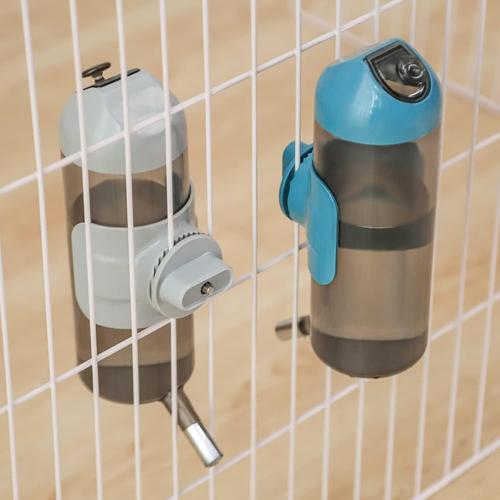 Pet Water Bottle Hanging Dog Water Dispenser Kennel Drinker Kettle Feeder BPA Free Cage Crate Hutch Puppy Cat Rabbit (24oz, Gray)
