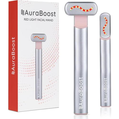 Handheld LED Red Light Therapy for Face and Neck - Vibrating Massage, Glowing Skincare Wand, Smart Sensor, Portable Facial Device, Face Therapy Wand Skin Health Tool Rejuvenation Boost