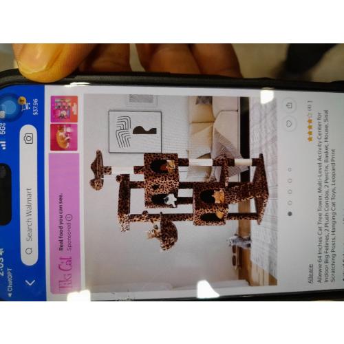 Allewie 64 Inches Multi-Level Cat Tree Tower for Indoor Cats,Leopard Print