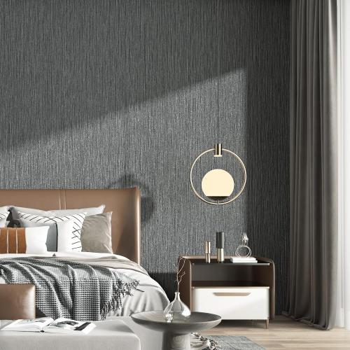Haimin Grasscloth Wallpaper Textured 24in X 393in Fabric Contact Paper Gray Wall Paper Textured Linen Wallpaper Peel and Stick Self-Adhesive Thick Vinyl Embossed Film Wallpaper (Gray)