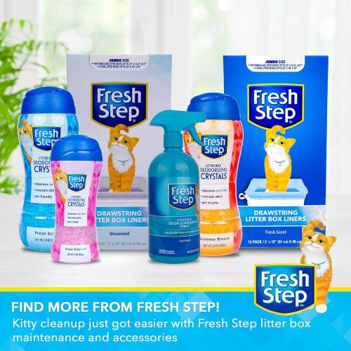 Fresh Step Drawstring Cat Litter Liners, Unscented, 2.5 ft x 17 in, 15 Ct 3 pack
