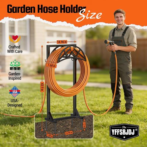 Garden Hose Reel, Heavy Duty Water Hose Holder for Outside | Freestanding Metal Hose Stand Holds Up to 150 FT, Outdoor Hose Storage Rack and Organizer for Garden, Yard and Patio
