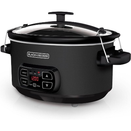 BLACK DECKER 7-Quart Slow Cooker, SCD4007, Chalkboard Exterior, Locking Lid, 3 Heat Settings, Removable Stoneware Crock