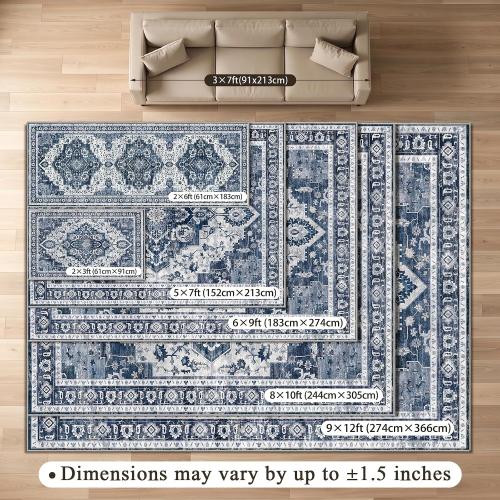 6x9 Area Rugs Living Room Rug: Soft Vintage Washable Rug