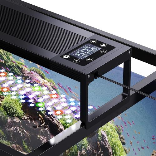 SEAOURA 24/7 LED Aquarium Light for 48-54 Inch Fish Tank, Fish Tank Light for Plants, Auto On Off with Timer, 9 Colors, Adjustable Brightness, Daylight & Moonlight, DIY and Nature Weather Mode, 84W