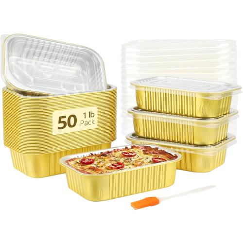 LNYZQUS 1LB Small Aluminum Foil Pans with PP Lids, for Freezer to Oven