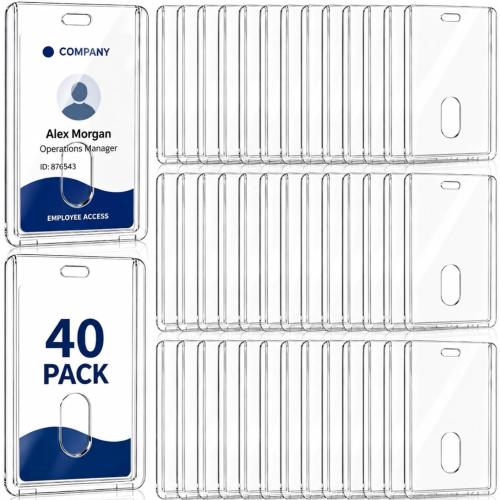 40 Pack Vertical 2-Card Badge Holder with Thumb Slots
