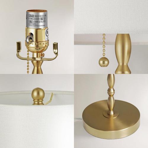 Buffet Lamps Set of 2, 28.5 Tall Brass Finish Lamps for Entryway, Hallway, Console Table, Dining Sideboard or Living Room, UL Certified with Pull Chain, Linen Shade, Urban Luxury Style
