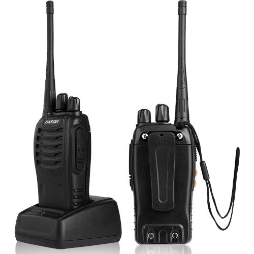 pxton Walkie Talkies Rechargeable Long Range Two-Way Radios with Earpieces,2-Way Radios UHF Handheld Transceiver Walky Talky with Flashlight Li-ion Battery and Charger（2 Pack）