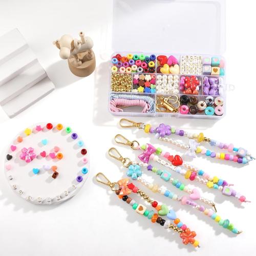 BESARME Beaded Keychain Making Kit, 372 Pcs, Colorful Alphabet Beads