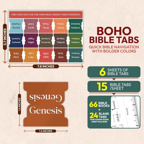 90 Christian Bible Tabs for Women, Men, and Kids - Assorted Colors - Large Print Laminated Labels - Bible Index Tabs for Church, Bible Study