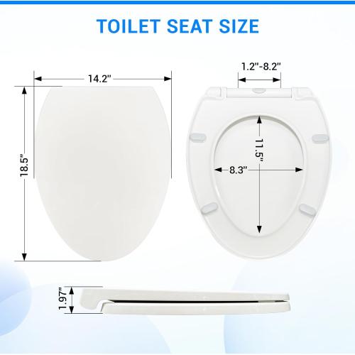 KHE Elongated Toilet Seat 18.5 Inch, Soft Close, White