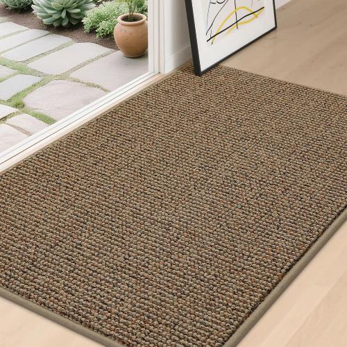 Dirt Trapper Door Mat  Non-Slip Washable Doormats, Beige
