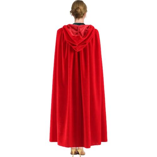Halloween Hooded Cloak Full Length Velvet Cape with Hood for Halloween Cosplay Costume,59 inch