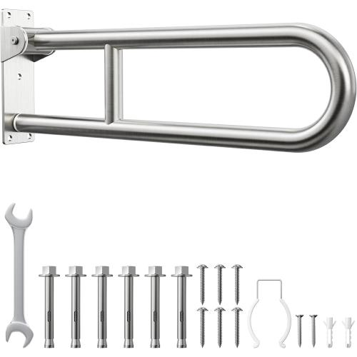 Toilet Grab Bar, Bathroom Safety Handrail Wall Mounted, 304 Stainless Steel Flip Up Folding Support Rail for Elderly Seniors and Handicap Assistance (30 Inch)